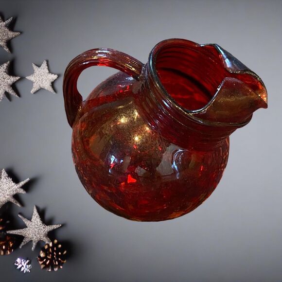 Vintage Anchor Hocking Depression Glass Ruby Red Pitcher - Picture 4 of 8